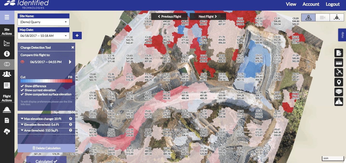 Change detection heat map